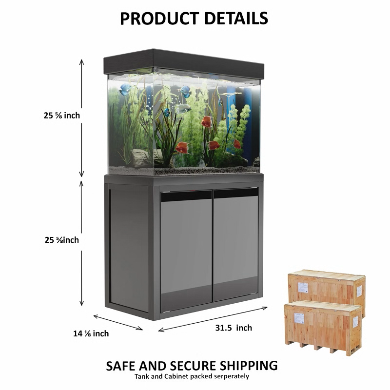 50 Gallon Aquarium Black Tempered Glass