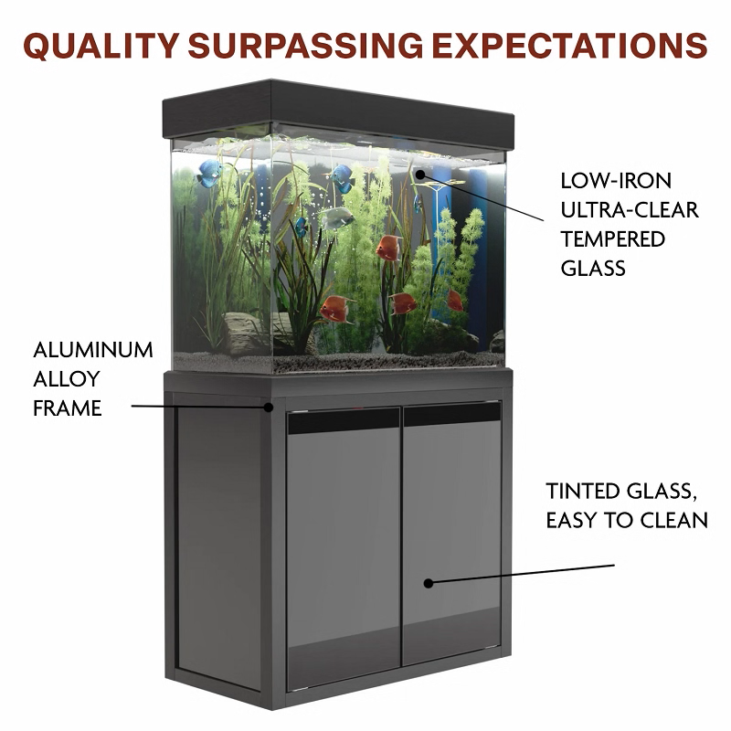 50 Gallon Aquarium Black Tempered Glass
