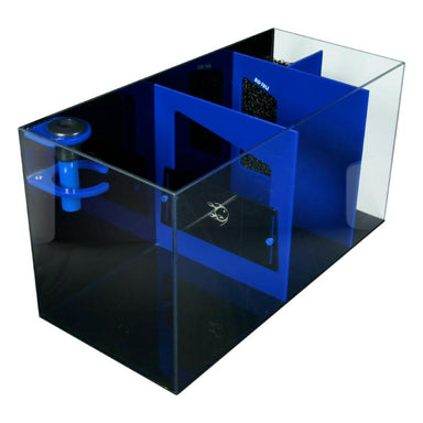 Side view of the Bashsea Bio Fuge Rimless Sump 30-14-16 in blue
