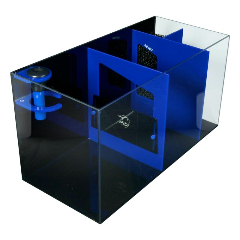 Side view of the Bashsea Bio Fuge Rimless Sump 30-14-16 in blue