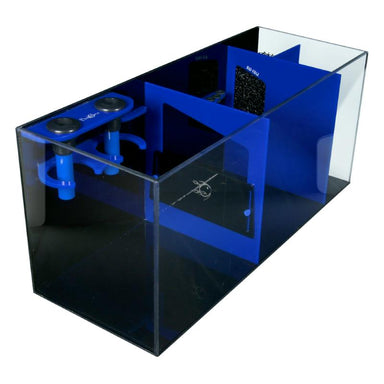 Side view of the Bashsea Bio Fuge Rimless Sump 36-14-16 in blue