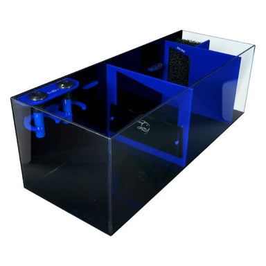 Side view of the Bashsea Bio Fuge Rimless Sump 48-18-16 in blue