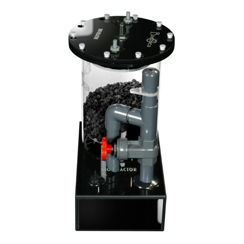 Side view of the Bashsea Bio Reactor 8-18 biological filter in white and black