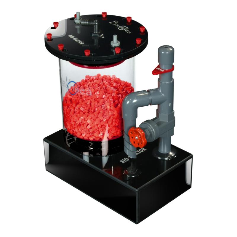 Side view of the Bashsea Bio Reactor 8-18 biological filter in red