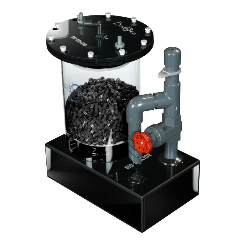 Side view of the Bashsea Bio Reactor 8-18 biological filter in white and black