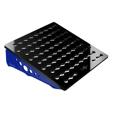 Side angle view of the Bashsea Mad Rack 11-11 coral rack in blue