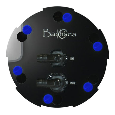 Top view of the Bashsea Media Chamber 4-18 aquarium reactor in blue