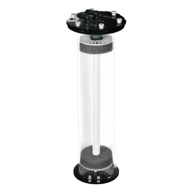 Side view of the Bashsea Media Chamber 4-18 aquarium reactor in white
