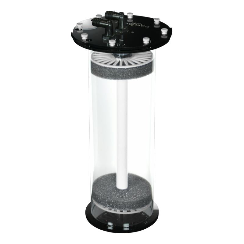 Side view of the Bashsea Media Chamber 6-18 aquarium reactor in white
