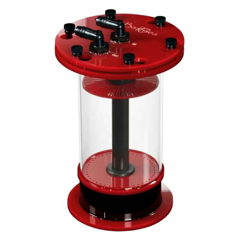 Side view of the Pellet Master PM I aquarium pellet reactor in red