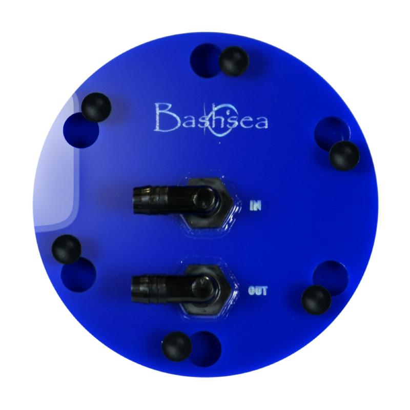 Top view of the Pellet Master PM II aquarium pellet reactor in blue