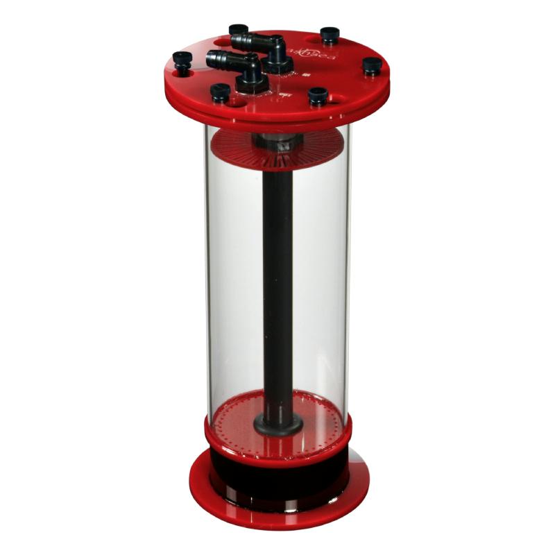 Side view of the Pellet Master PM II aquarium pellet reactor in red