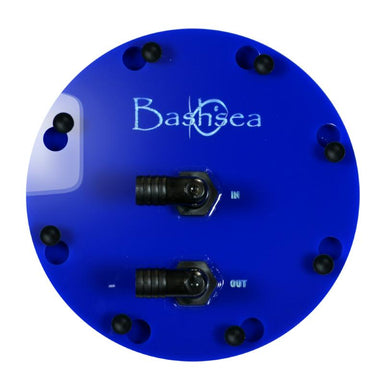 Top view of the Pellet Master PM III aquarium pellet reactor in blue