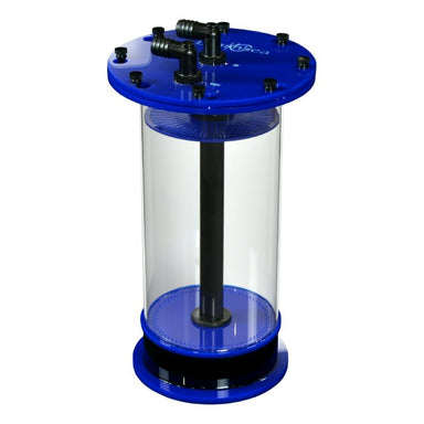 Side view of the Pellet Master PM III aquarium pellet reactor in blue