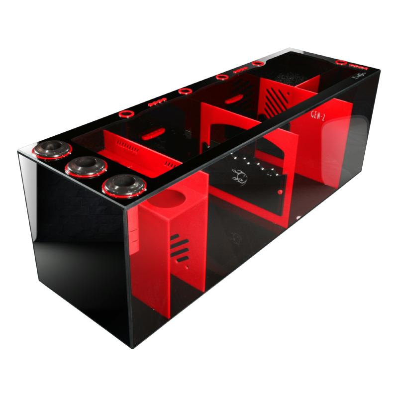 Front View of the Bashsea Signature Series SS-48 Aquarium Sump in Red