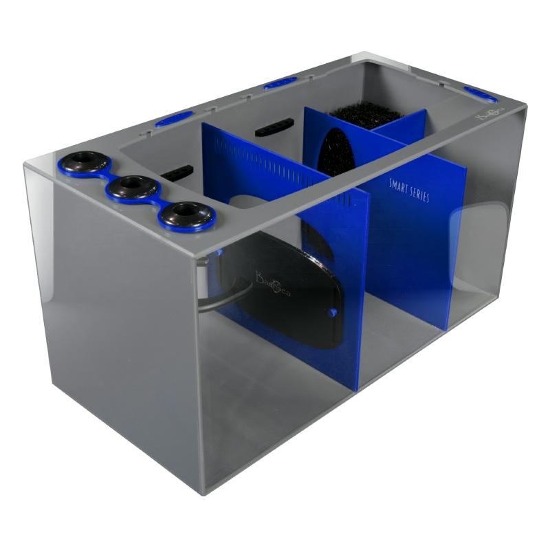 Front View of the Bashsea Smart Series SMS-3015 Aquarium Sump in Blue