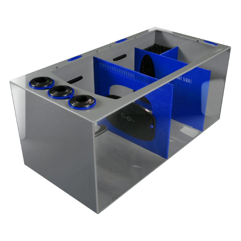 Front View of the Bashsea Smart Series SMS-3618 Aquarium Sump in Blue