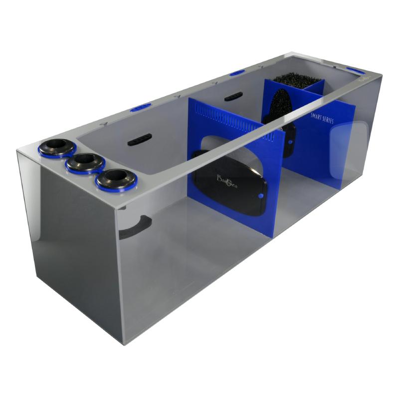 Front View of the Bashsea Smart Series SMS-4815 Aquarium Sump in Blue