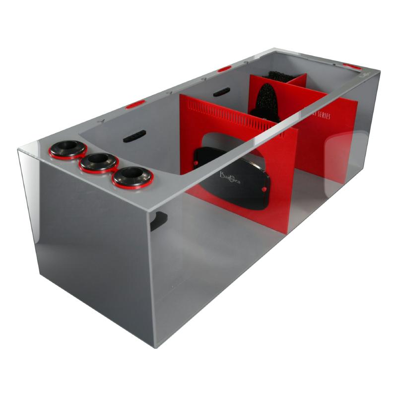 Front View of the Bashsea Smart Series SMS-4818 Aquarium Sump in Red