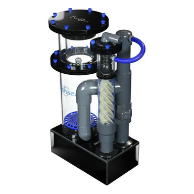 Side view of the Bashsea Twisted Skimmer 6-24 aquarium protein skimmer in blue
