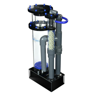 Side view of the Bashsea Twisted Skimmer 6-30 aquarium protein skimmer in blue