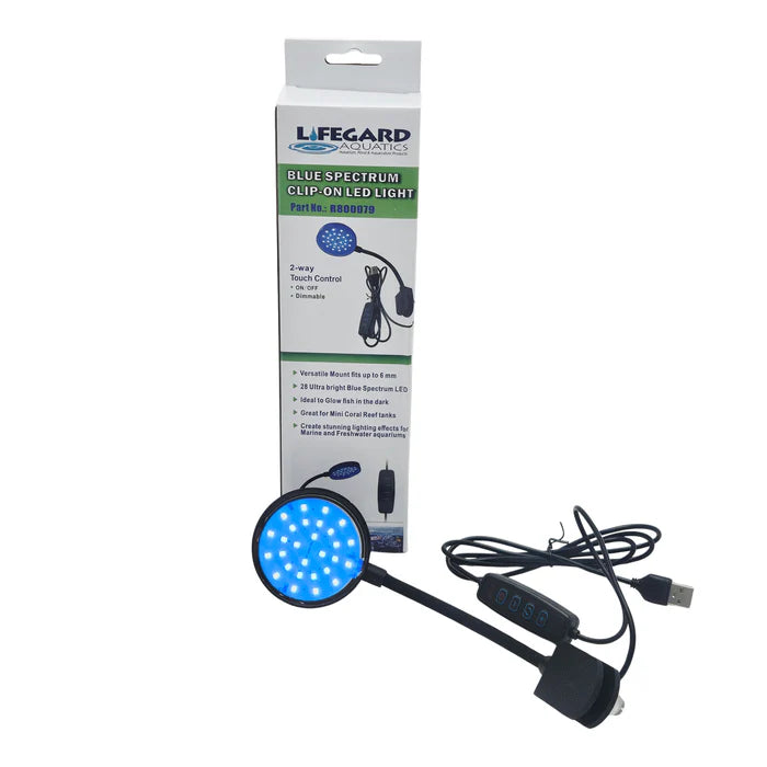 2.5" Clip-on Blue Spectrum USB LED Light with In-Line Controller