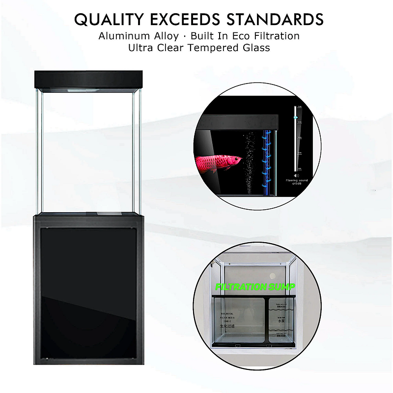 40 Gallon Aquarium Black Tempered Glass AD-620-ABK