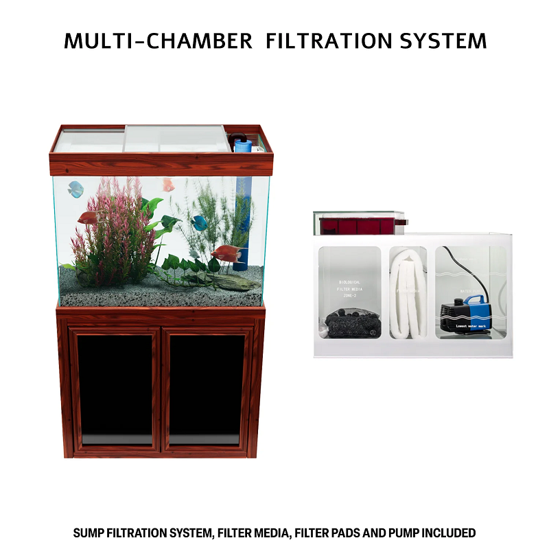 50 Gallon Aquarium Rosewood Tempered Glass AD-860-RW