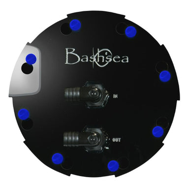 Top view of the Bashsea Media Chamber 6-12 aquarium reactor in blue